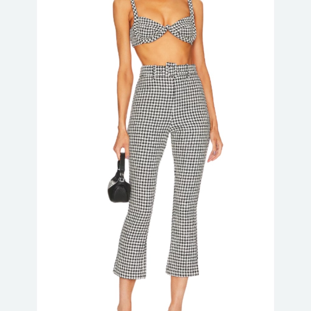 Majorelle houndstooth bra and high waisted pants set sz M